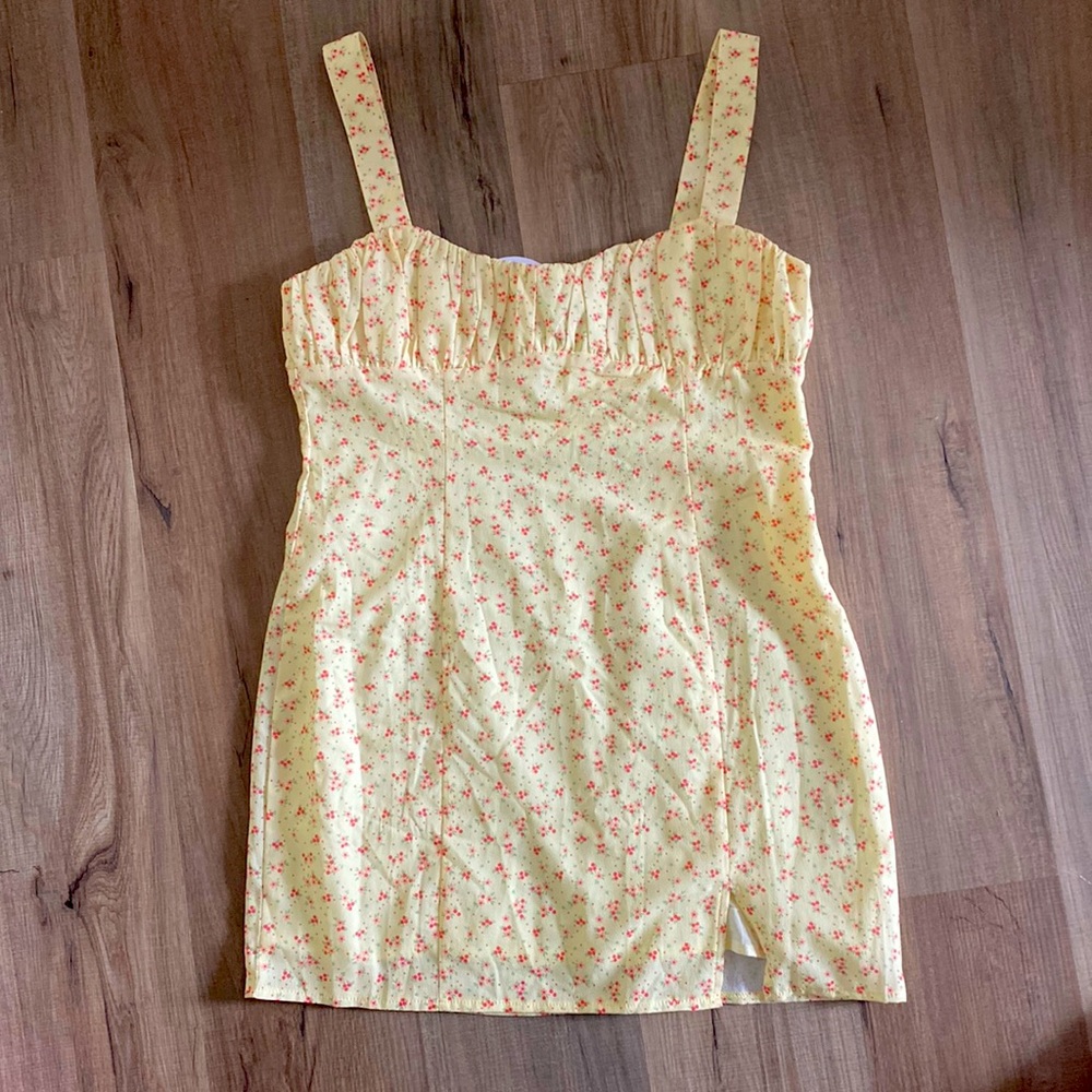 Princess Polly Freya Mini Dress - Yellow - Pink Floral